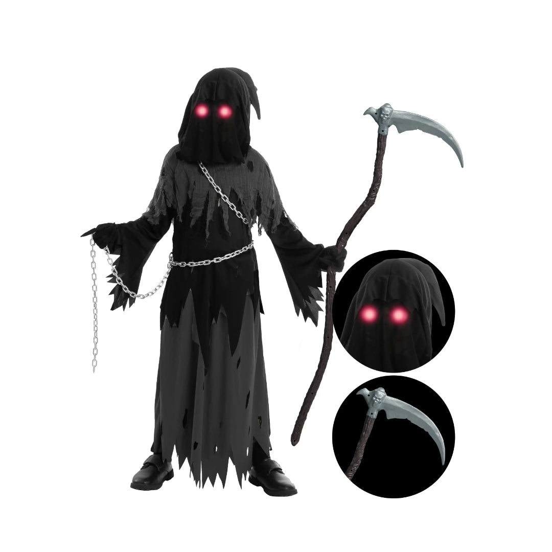 Conjunto de Fantasia de Halloween de Manto com Capuz da Morte