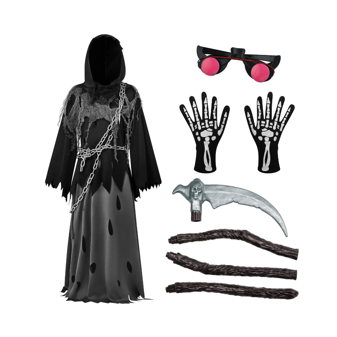 Conjunto de Fantasia de Halloween de Manto com Capuz da Morte