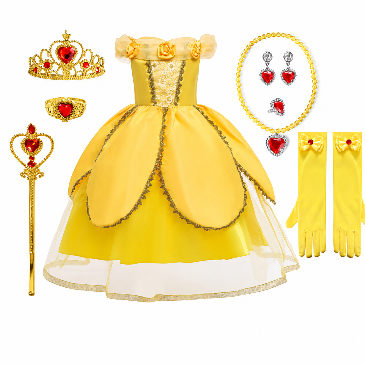 Conjunto de Fantasia de Princesa para Meninas para Festa de Halloween