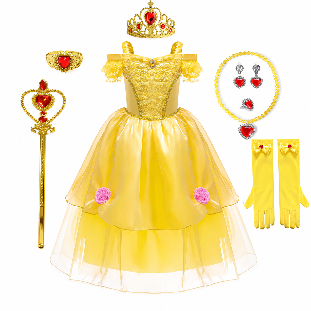 Conjunto de Fantasia de Princesa para Meninas para Festa de Halloween