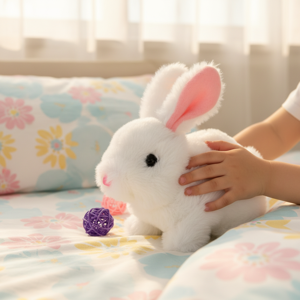 Brinquedo de Pelúcia Realista de Coelhinho Interativo e Responsivo para Crianças
