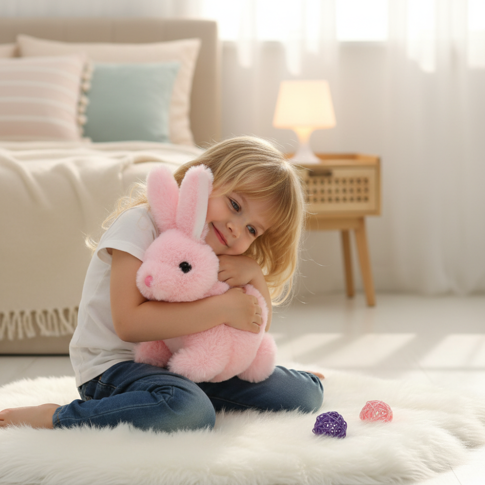 Brinquedo de Pelúcia Realista de Coelhinho Interativo e Responsivo para Crianças