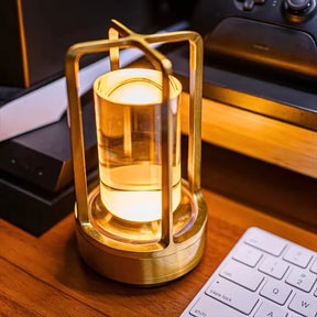 Luminária de Mesa Moderna em Metal Cilíndrica com LED para Decoração