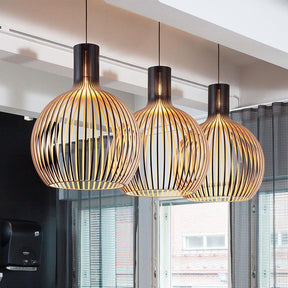 Luminária Pendente de Madeira Feita à Mão | Design Escandinavo Natural