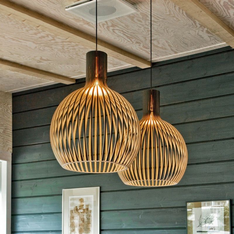Luminária Pendente de Madeira Feita à Mão | Design Escandinavo Natural