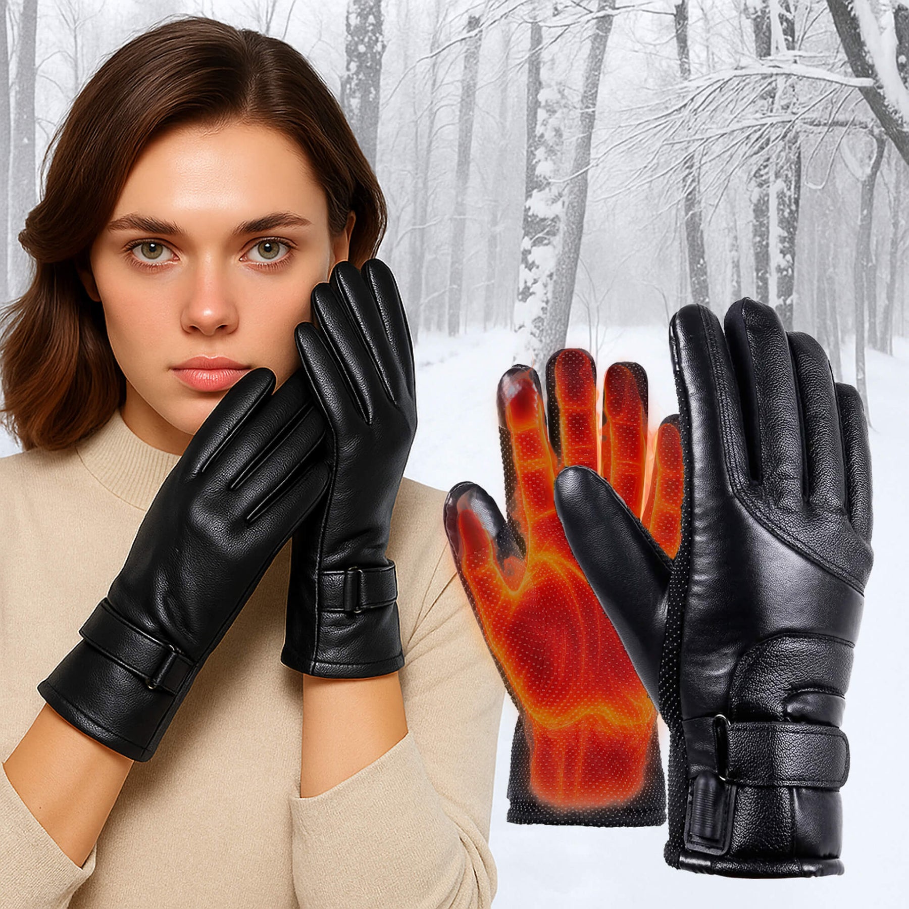 Luvas Aquecidas Femininas – Luvas de Inverno Térmicas, Impermeáveis e Recarregáveis via USB