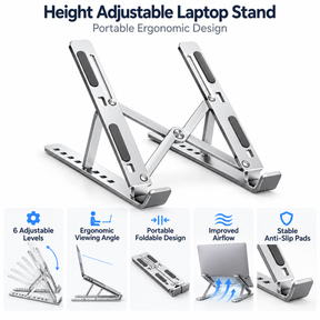 Suporte para Notebook com Altura Ajustável e Design Ergonômico Portátil