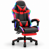 Cadeira Gamer com Encosto Alto, RGB, Reclinável, Apoio de Cabeça e Suporte Lombar