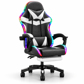 Cadeira Gamer com Encosto Alto, RGB, Reclinável, Apoio de Cabeça e Suporte Lombar