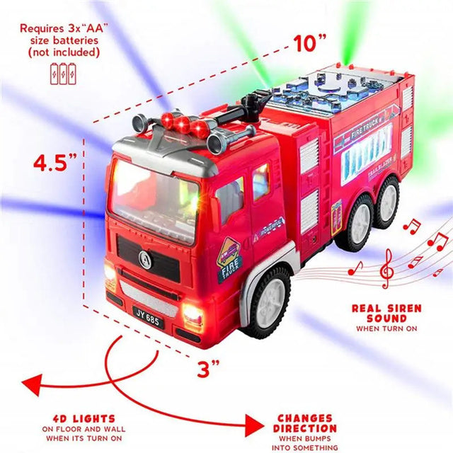 Brinquedo de Caminhão de Bombeiros Elétrico com Luzes para Crianças
