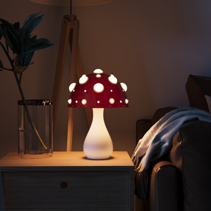 Luminária de Mesa Cogumelo LED – Luz Ambiente Inspirada em Amanita