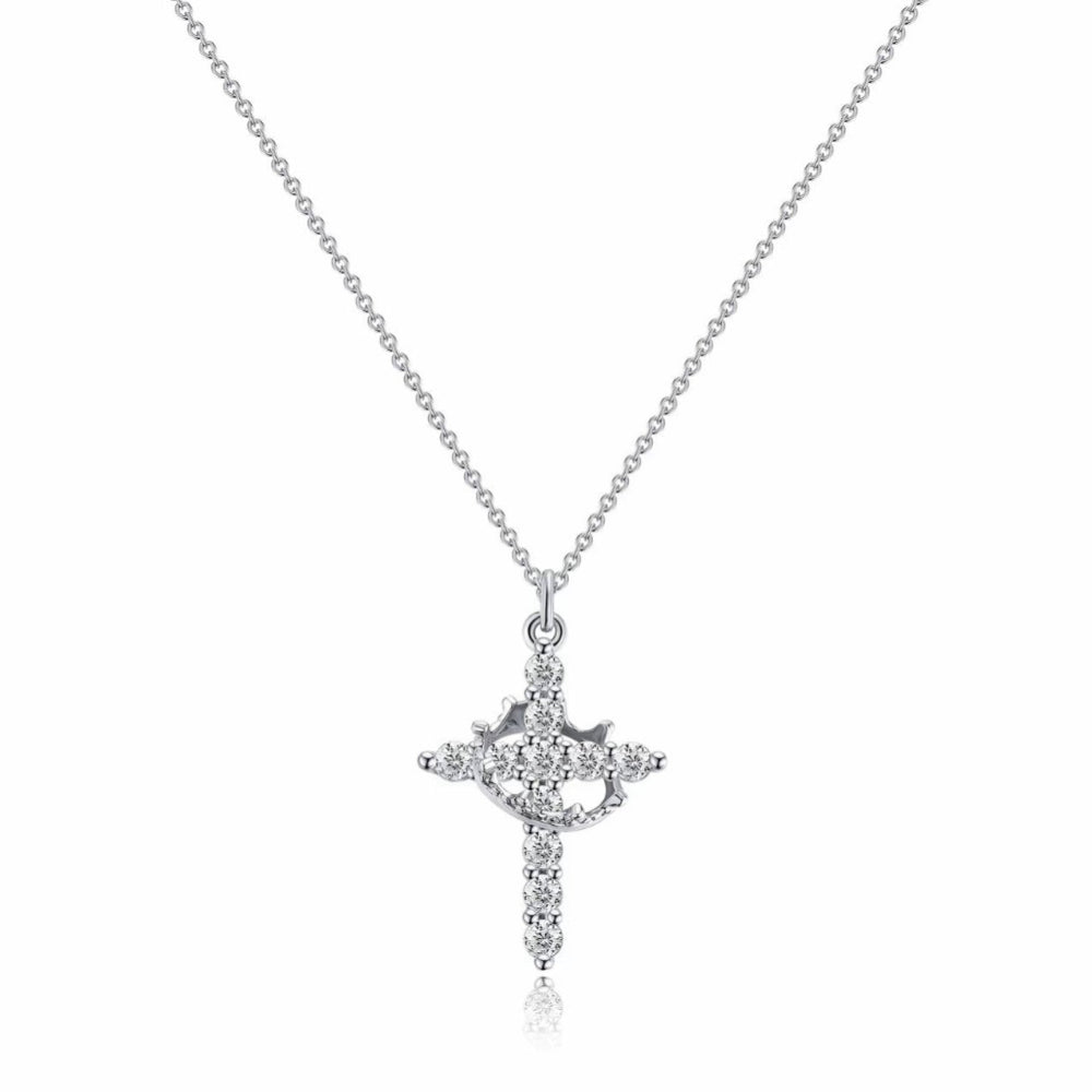 Colar com Pingente de Cruz e Coroa Joia de Fé Presente de Dia das Mães
