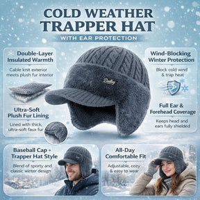 Gorro de Inverno Estilo Trapper com Proteção de Orelhas, À Prova de Vento e Forro de Pelúcia