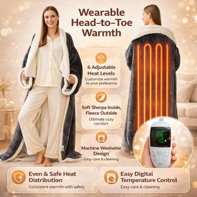 Cobertor Elétrico Vestível de Sherpa Fleece para Adultos