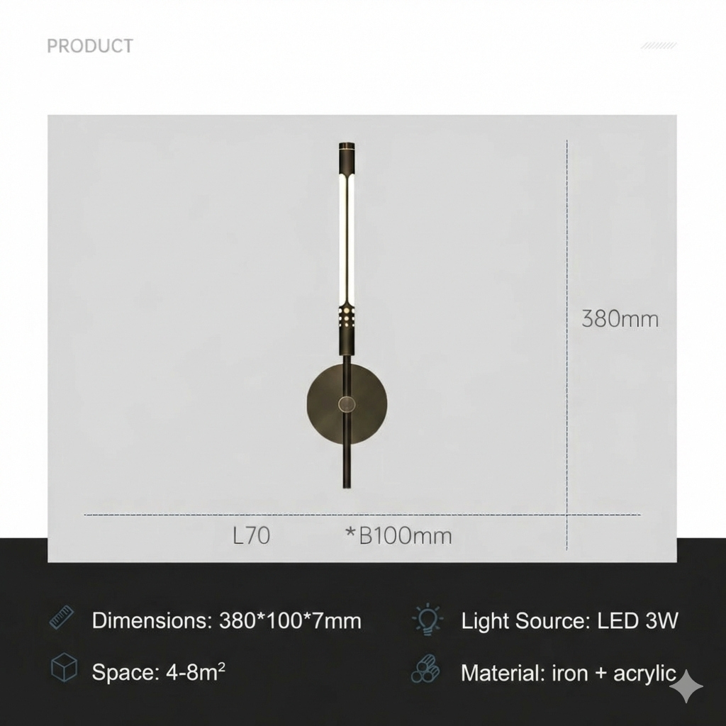 Arandela de Parede LED Moderna em Metal e Acrílico para Ambientes Internos