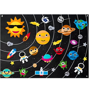 Quadro de Feltro para Decoração de Parede - Display Interativo de Aprendizado Infantil
