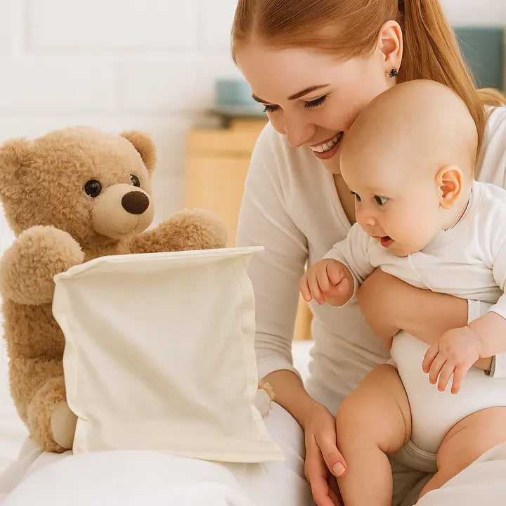 Urso de Pelúcia BuddyBear Esconde-Esconde – Com Som de Risadas, Pelúcia Macia e Brinquedo para Bebê