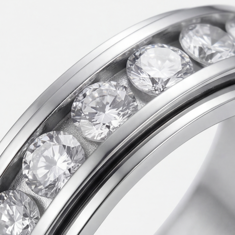 Anel Giratório de Zircônia – Aliança Rotativa Antiansiedade, Cristal & Elegante