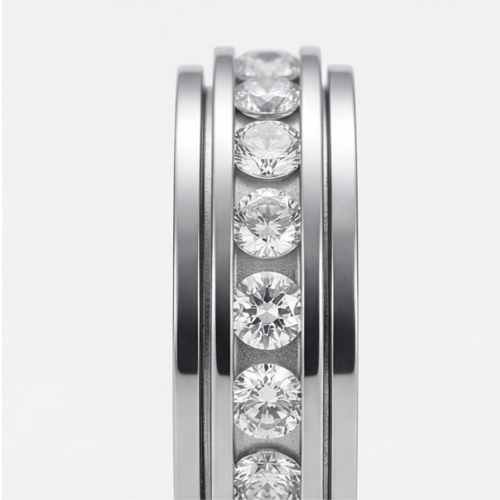 Anel Giratório de Zircônia – Aliança Rotativa Antiansiedade, Cristal & Elegante