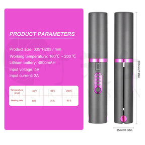 New USB Charging Mini Wireless Travel Hair Iron