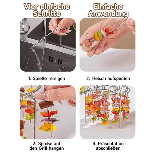 Grelha para Espetos para Air Fryer – Cozimento Uniforme, Rotisserie de Espetos e Sabor de Churrasco