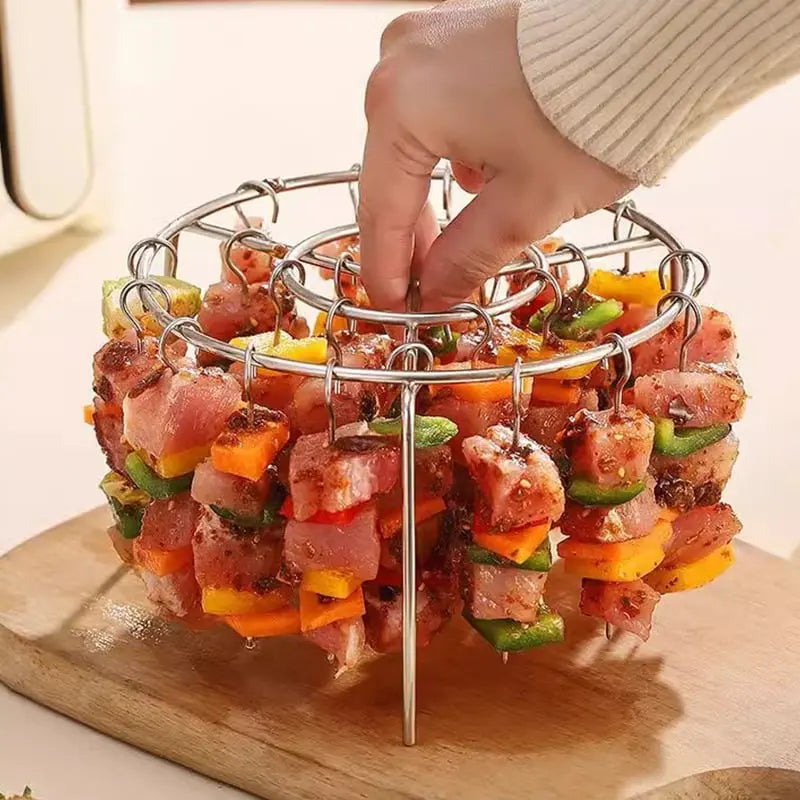 Grelha para Espetos para Air Fryer – Cozimento Uniforme, Rotisserie de Espetos e Sabor de Churrasco