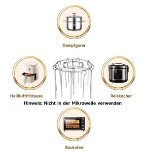 Grelha para Espetos para Air Fryer – Cozimento Uniforme, Rotisserie de Espetos e Sabor de Churrasco