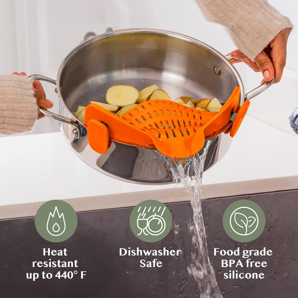 Kitchen Strainer Clip Style Pot Pasta Colander Silicone