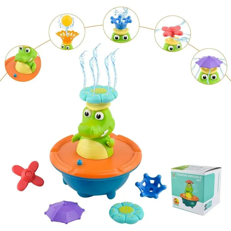 Fonte de Banho de Crocodilo com LED - Acessórios Intercambiáveis e Efeitos de Luz Colorida