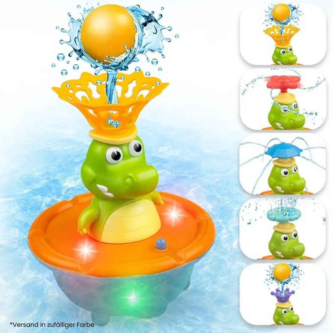 Fonte de Banho de Crocodilo com LED - Acessórios Intercambiáveis e Efeitos de Luz Colorida