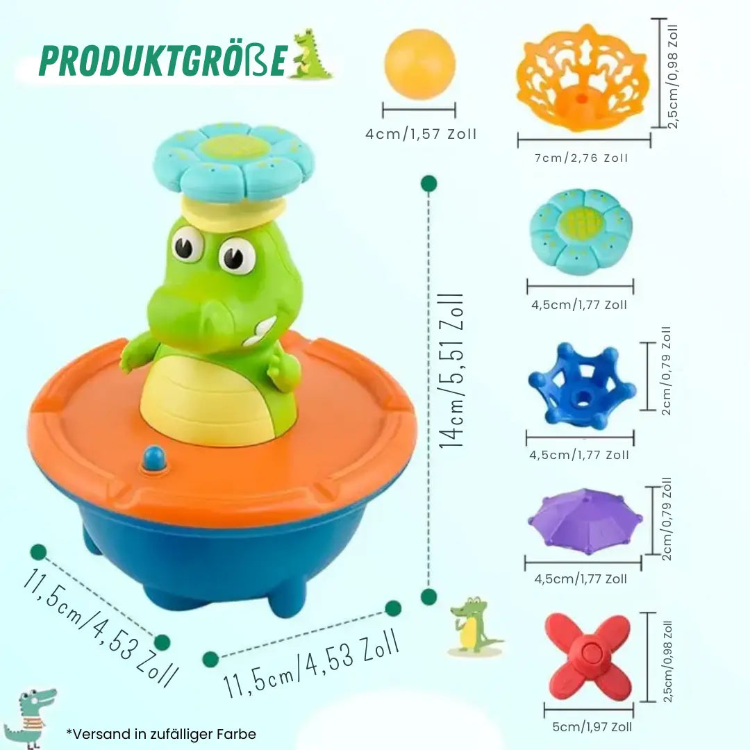 Fonte de Banho de Crocodilo com LED - Acessórios Intercambiáveis e Efeitos de Luz Colorida