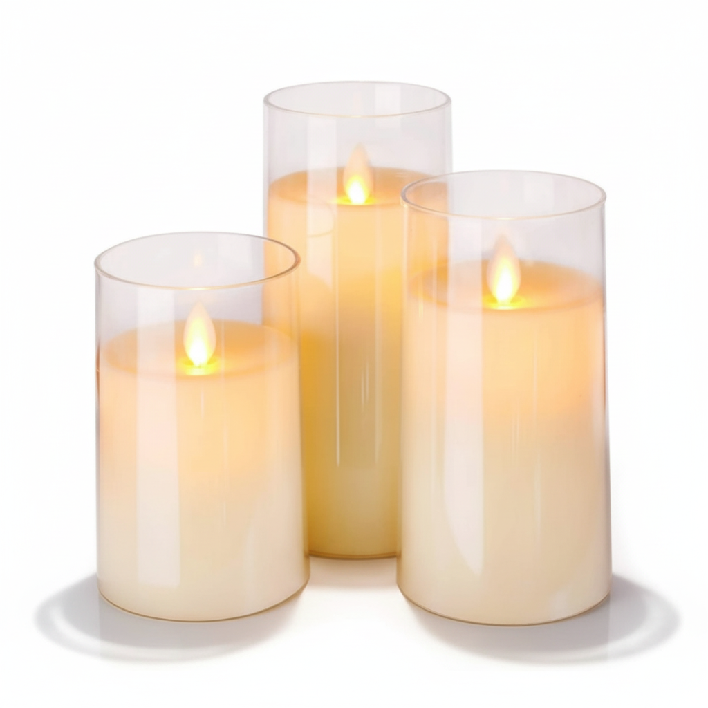 Conjunto de Velas LED Decorativas Sem Chama com Controle Remoto Branco Quente