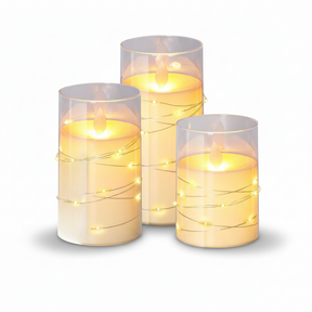 Conjunto de Velas LED Decorativas Sem Chama com Controle Remoto Branco Quente