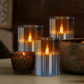 Conjunto de Velas LED Decorativas Sem Chama com Controle Remoto Branco Quente