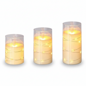 Conjunto de Velas LED Decorativas Sem Chama com Controle Remoto Branco Quente