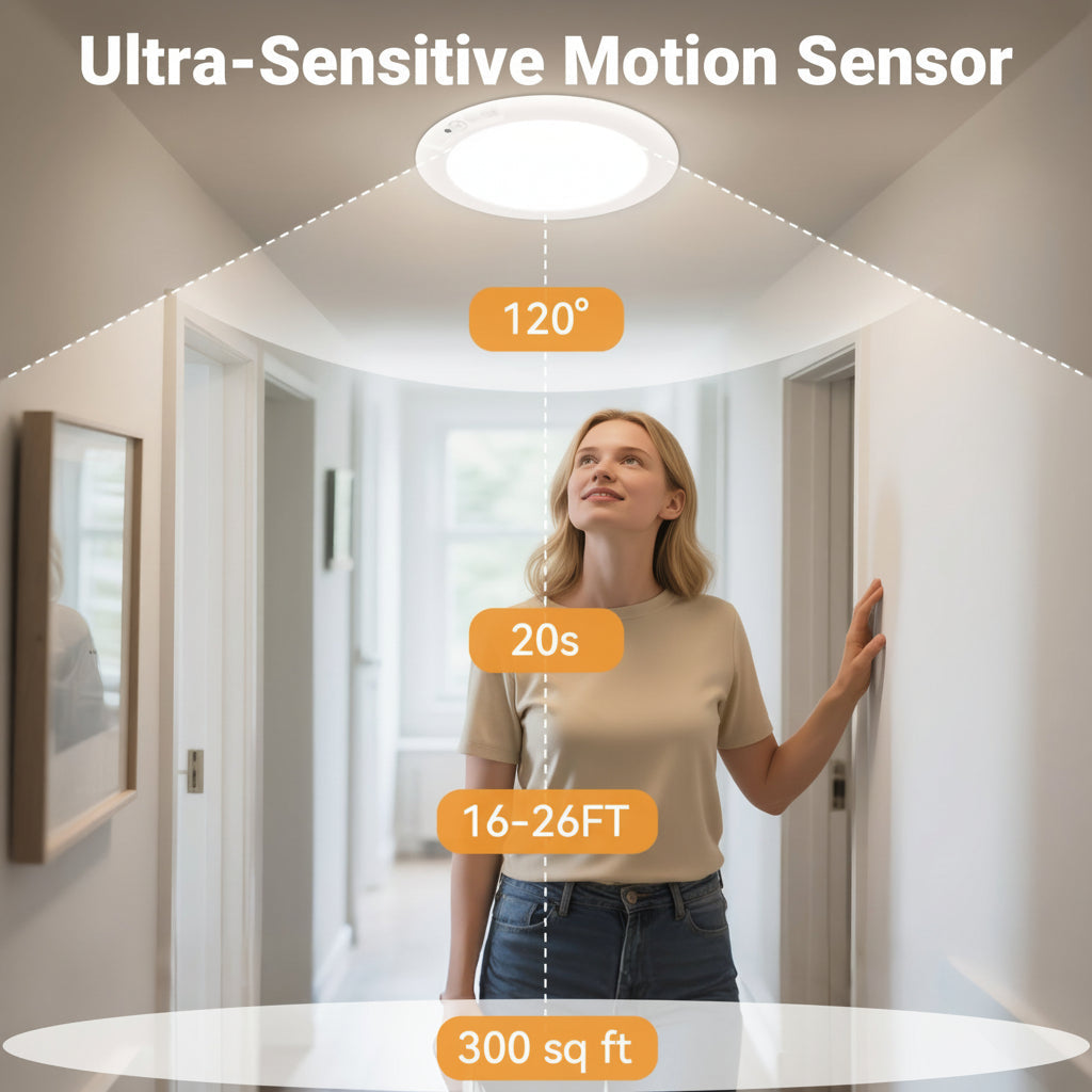 Luminária de Teto LED com Sensor de Movimento e Recarregável de Sobrepor