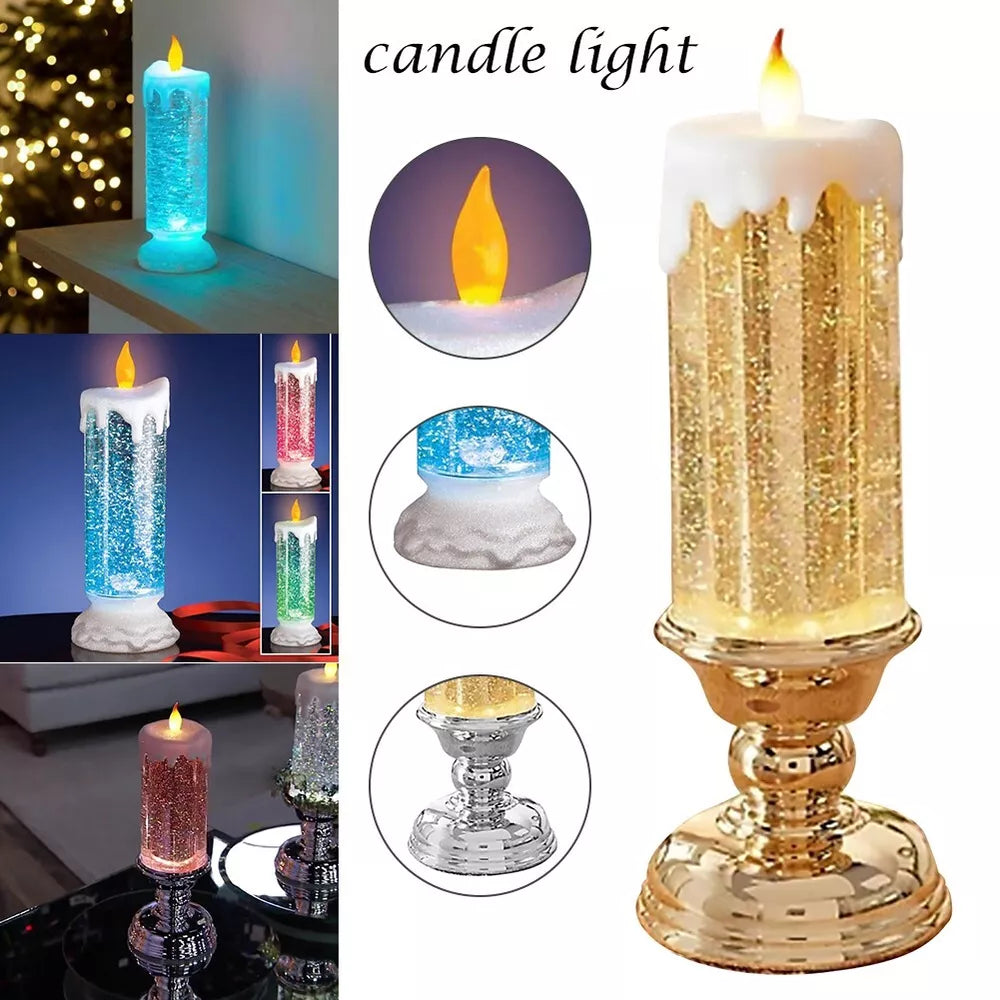 Velas de Natal de LED Recarregáveis com Glitter