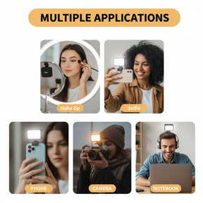 Luz de Selfie LED de Encaixe para Celular com Modos Ajustáveis