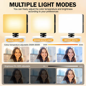 Luz de Selfie LED de Encaixe para Celular com Modos Ajustáveis