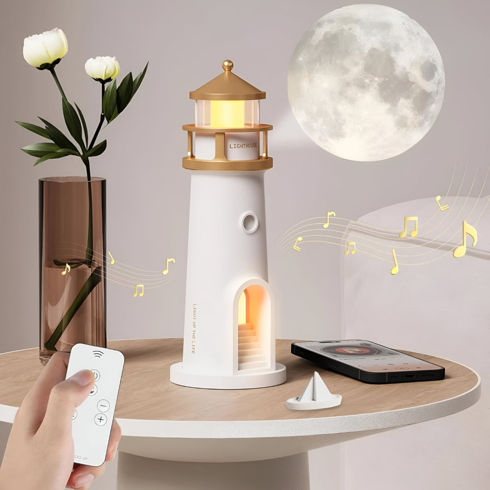 Luminária Projetora de Luz Noturna Formato Farol Decoração de Quarto LED