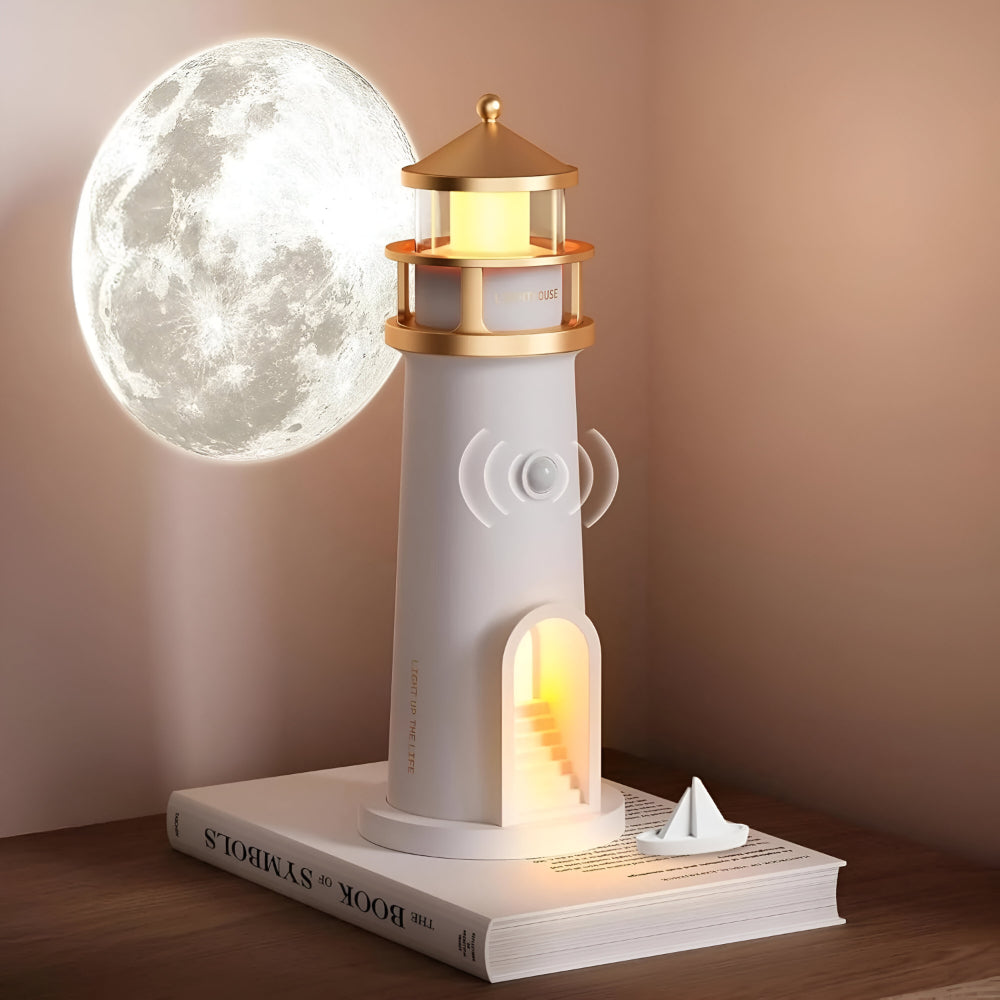 Luminária Projetora de Luz Noturna Formato Farol Decoração de Quarto LED
