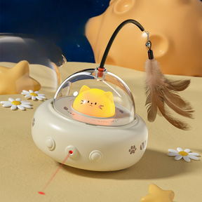 Brinquedo para Gatos Laser Automático UFO Interativo com Penas