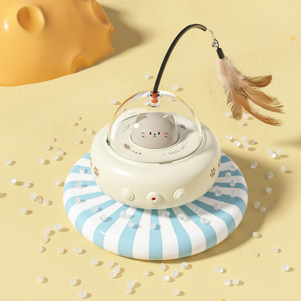 Brinquedo para Gatos Laser Automático UFO Interativo com Penas
