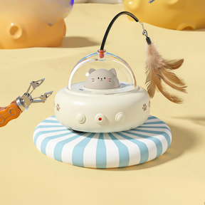 Brinquedo para Gatos Laser Automático UFO Interativo com Penas