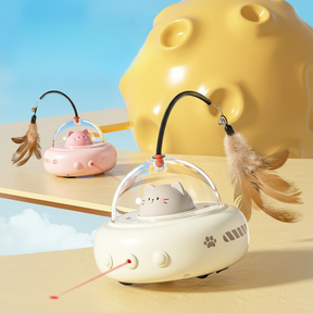 Brinquedo para Gatos Laser Automático UFO Interativo com Penas