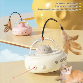 Brinquedo para Gatos Laser Automático UFO Interativo com Penas