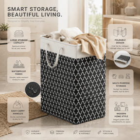 75L Waterproof Laundry Basket – Foldable Fabric Hamper with Handles
