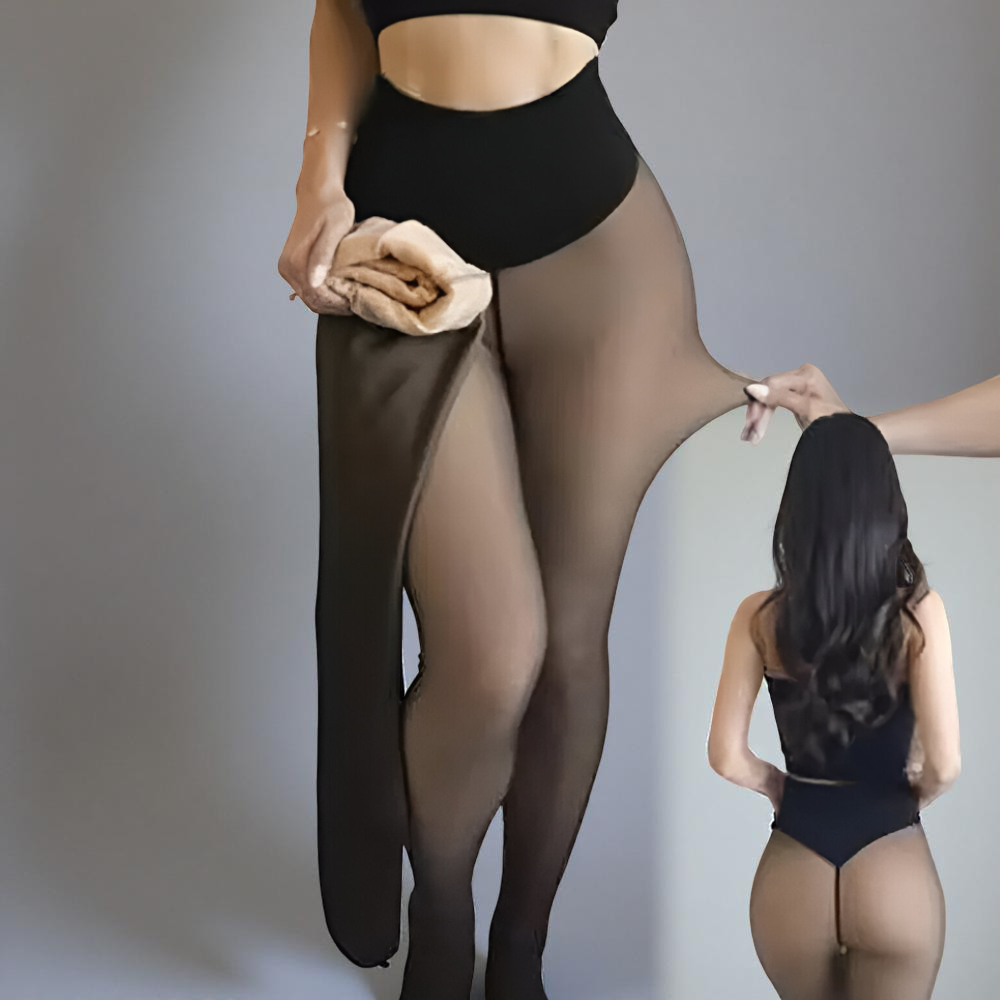 Leggings Térmicas com Efeito Transparente e Forro de Inverno
