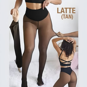 Leggings Térmicas com Efeito Transparente e Forro de Inverno
