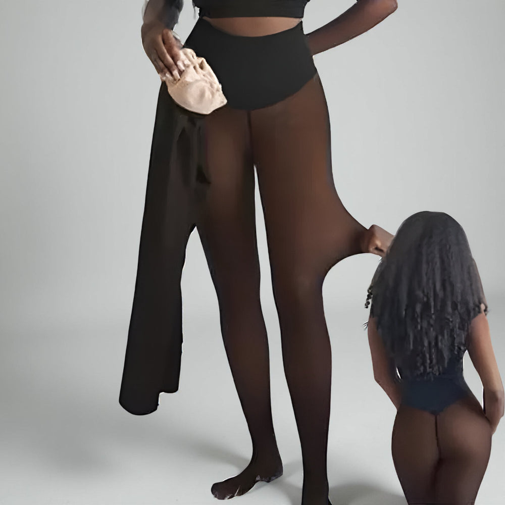 Leggings Térmicas com Efeito Transparente e Forro de Inverno